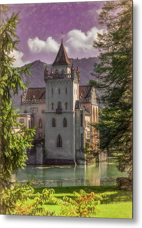 Austria Metal Print featuring the photograph Austrian Castle and Moat by Marcy Wielfaert