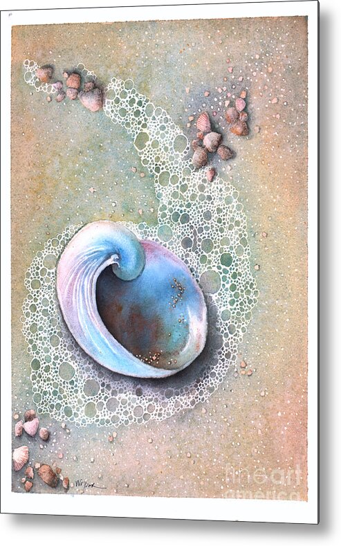 Seashell Metal Print featuring the painting Baby Blue by Hilda Wagner