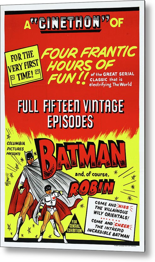 Batman Metal Print featuring the mixed media ''Batman and Robin'', 1949 by Movie World Posters