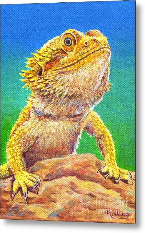 Bearded Dragon Metal Print featuring the painting Bearded Dragon Portrait by Rebecca Wang