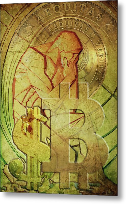 Fantasy Metal Print featuring the painting Bitcoin Deco VIII by Steve Hunziker
