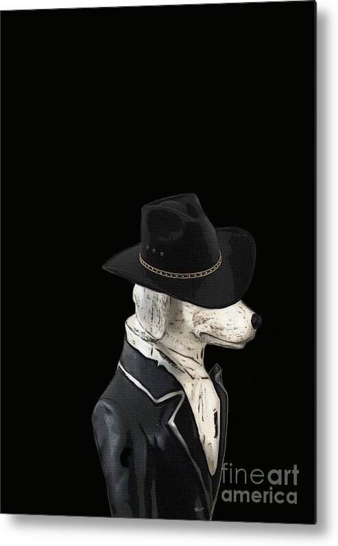 Dog Metal Print featuring the digital art Black Cowboy Hat by Diana Rajala