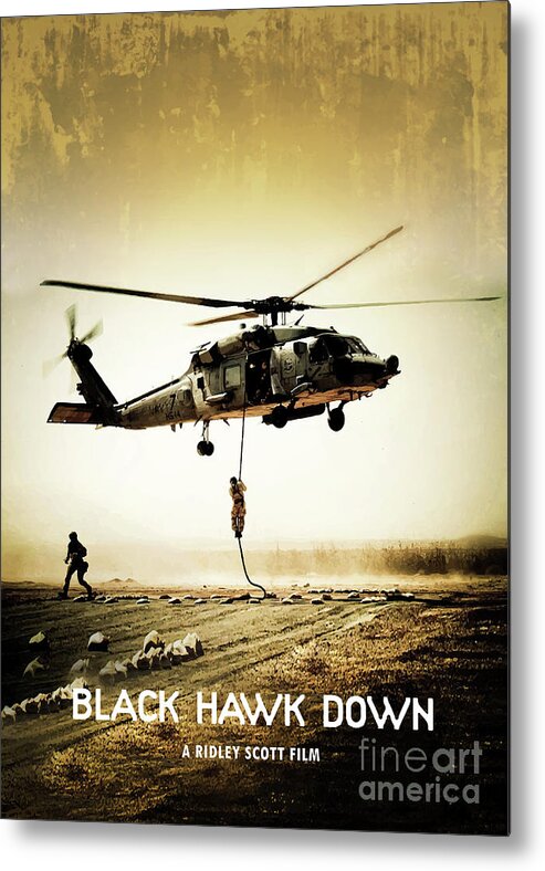 Movie Poster Metal Print featuring the digital art Black Hawk Down by Bo Kev