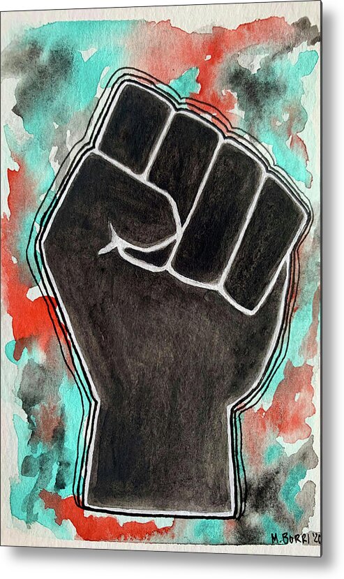 Raised Fist Metal Print featuring the painting Black Lives Matter by Marina Borri