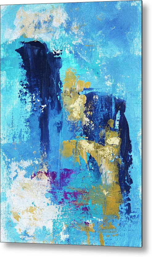 Blue Metal Print featuring the painting Blue Canyon by Linh Nguyen-Ng