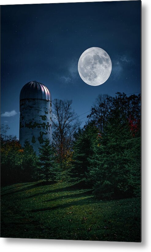 No People Metal Print featuring the photograph Blue Moon Silo by Dee Potter