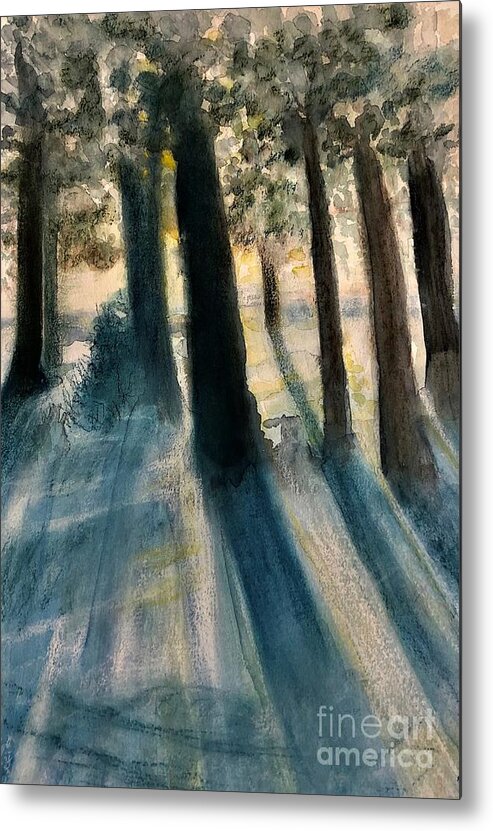 Trees Metal Print featuring the painting Blue Shadows by Deb Stroh-Larson