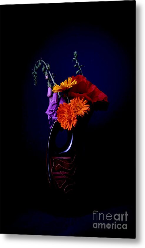 Wildflowers Metal Print featuring the digital art Wildflowers bouquet in a pot - still life by Chris Bee