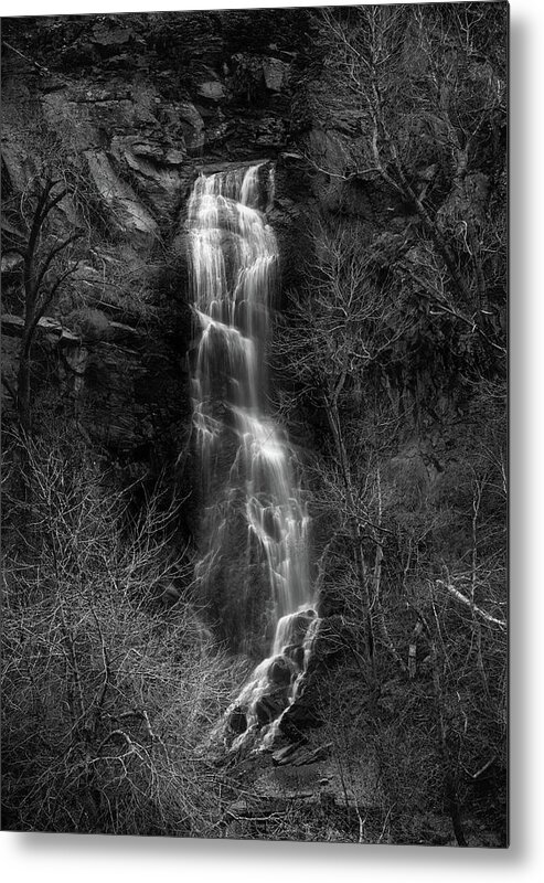 Bridal Veil Falls Black And White Metal Print featuring the photograph Bridal Veil Falls Black And White by Dan Sproul