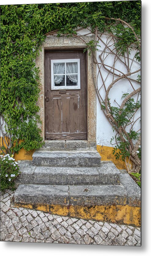 Culture Metal Print featuring the photograph Brown Door of Medieval Portugal by David Letts