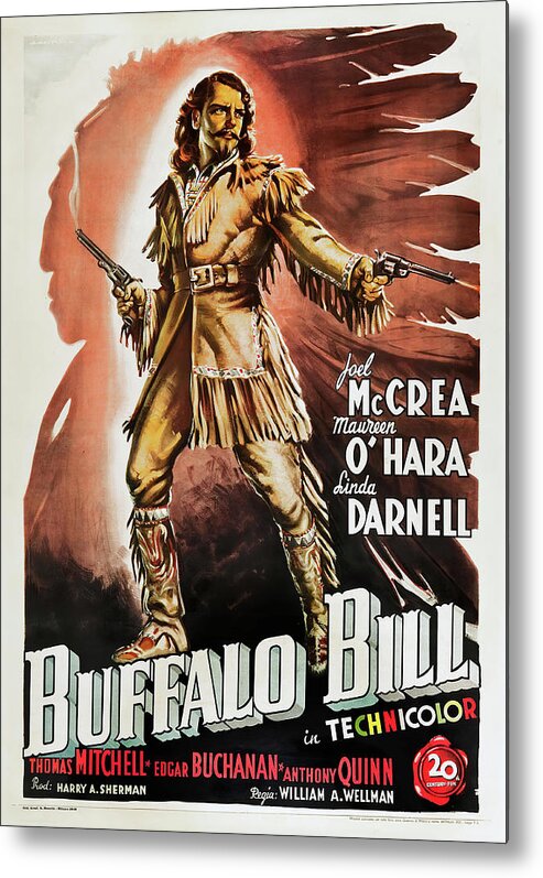 Synopsis Metal Print featuring the mixed media ''Buffalo Bill'', 1944 - art by Alfredo Capitani by Movie World Posters