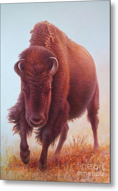 Buffalo Metal Print featuring the painting Buffalo L of 2 by Hans Droog