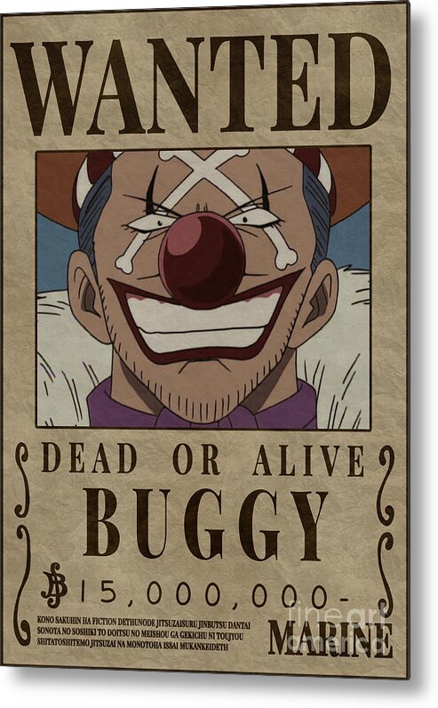 Buggy the clown one piece poster wanted Metal Print by Anime One