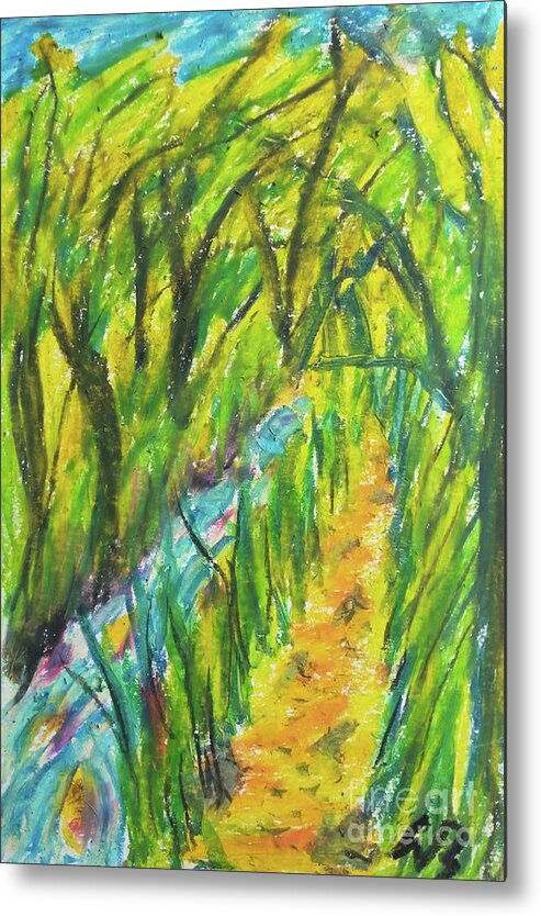  Metal Print featuring the painting Burch Creek trail by Walt Brodis