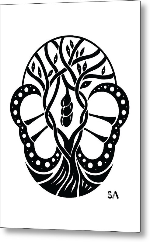 Black And White Metal Print featuring the digital art Butterfly by Silvio Ary Cavalcante