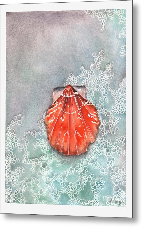 A Little Shell On The Beach... Metal Print featuring the painting Calico Scallop by Hilda Wagner