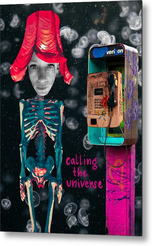 Collage Metal Print featuring the digital art Calling the universe by Tanja Leuenberger