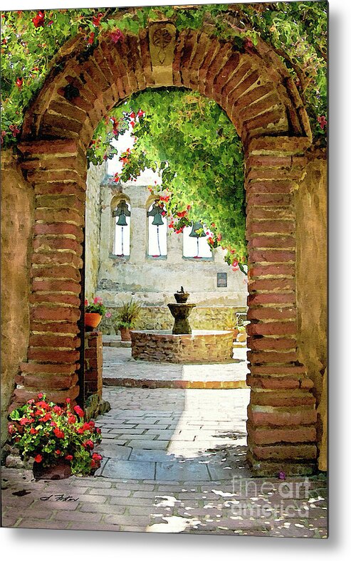 Mission Metal Print featuring the digital art Capistrano Gate by Sharon Foster