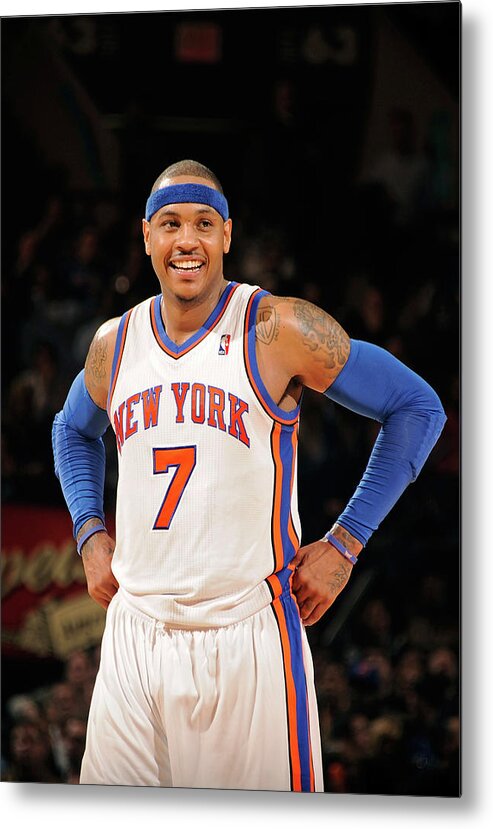 Nba Pro Basketball Metal Print featuring the photograph Carmelo Anthony by Lou Capozzola