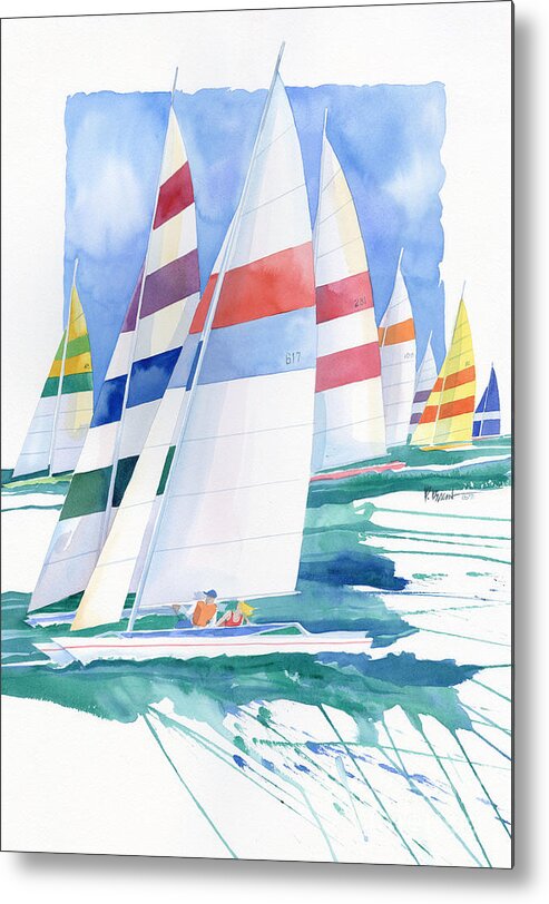Watercolor Metal Print featuring the painting Catamarans by Paul Brent