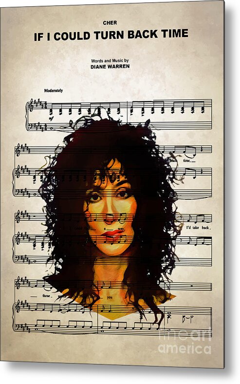 Cher Metal Print featuring the digital art Cher - If I Could Turn Back Time by Bo Kev