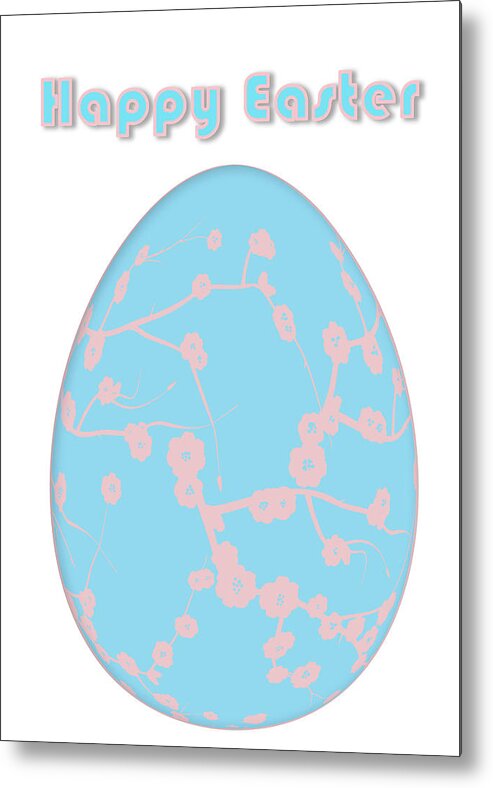 Easter Metal Print featuring the mixed media Cherry Blossom Easter Egg by Moira Law
