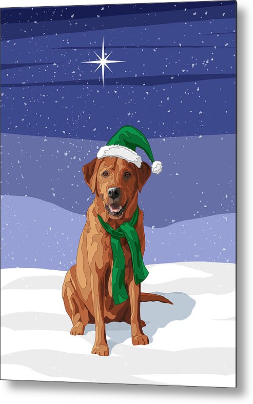 Dogs Metal Print featuring the digital art Christmas Dog Fox Red Labrador Retriever by Crista Forest