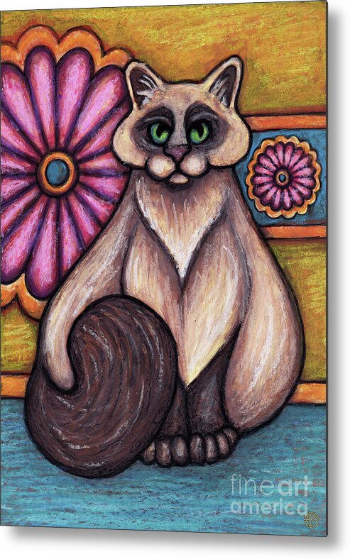 Cat Portrait Metal Print featuring the painting Clarice. The Hauz Katz. Cat Portrait Painting Series. by Amy E Fraser