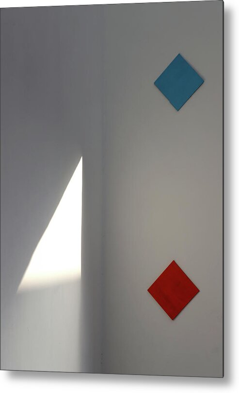 Minimalism Metal Print featuring the photograph Colorful Squares Vs Light Triangle by Prakash Ghai