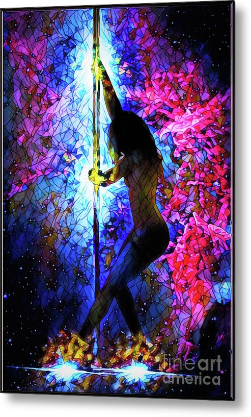 Dark Metal Print featuring the digital art Cosmic Dance Stained Glass by Recreating Creation