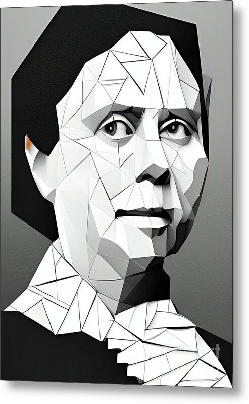 Belle Gunness Metal Print featuring the digital art Criminal Belle Gunness geometric portrait by Christina Fairhead