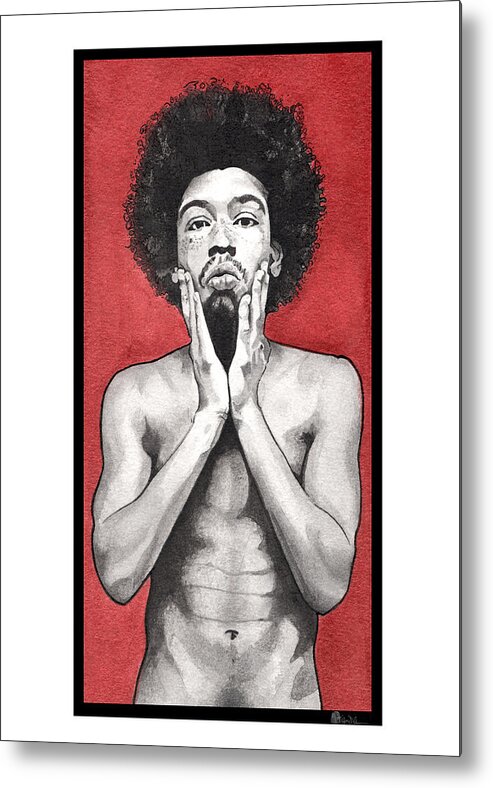 Portrait Metal Print featuring the painting Davis In Red-Full Length by Tiffany DiGiacomo