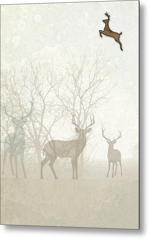 Deer Metal Print featuring the digital art Deer in the Fog by Doreen Erhardt