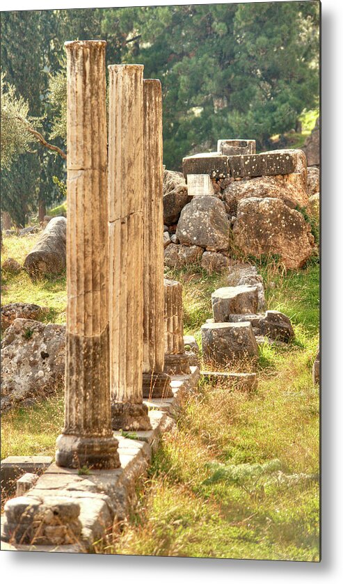 Greece Metal Print featuring the photograph Delphi Column Row by Deborah Smolinske