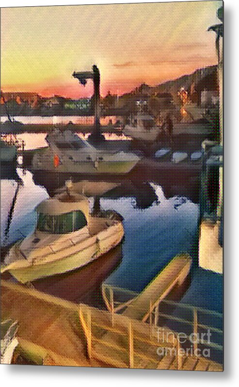 Fineartamerica Metal Print featuring the digital art Digitail painting boats by Yvonne Padmos