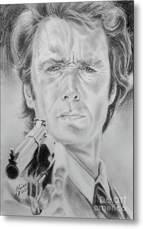 Clint Eastwood Metal Print featuring the drawing Dirty Harry by Elaine Berger