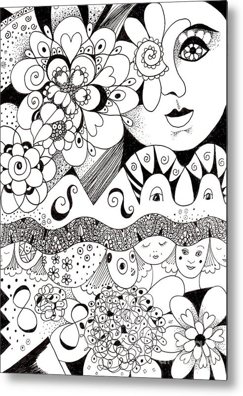 Dreaming By Helena Tiainen Metal Print featuring the drawing Dreaming by Helena Tiainen