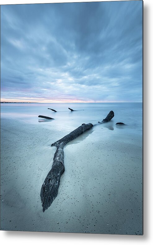 Driftwood Beach Metal Print featuring the photograph Driftwood And Sand by Jordan Hill