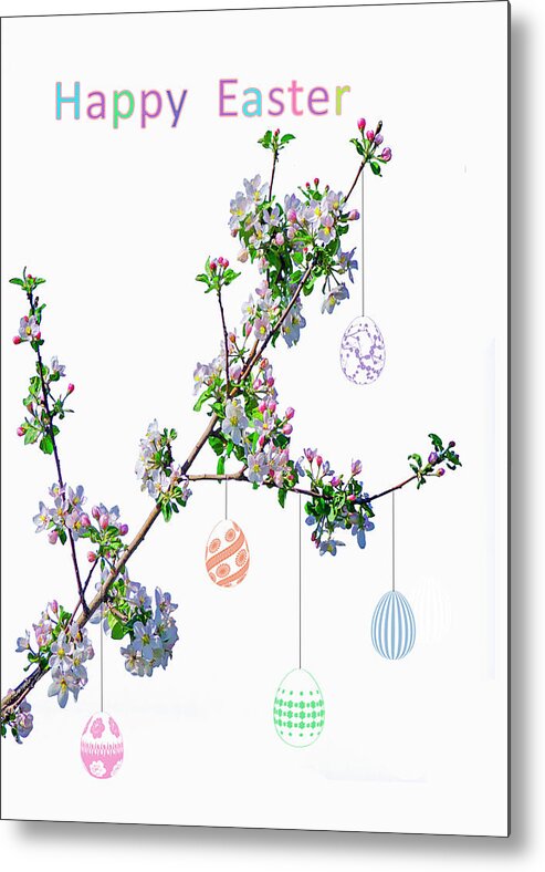 Branch Metal Print featuring the mixed media Easter Egg Tree by Moira Law