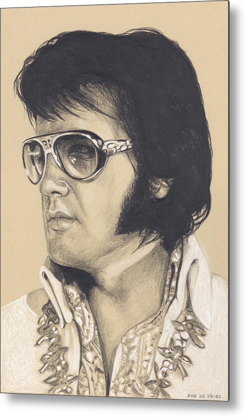 Elvis Metal Print featuring the drawing Elvis in Charcoal #266 by Rob De Vries