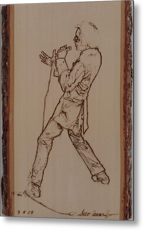 Pyrography Metal Print featuring the pyrography Elvis Presley Live 1968 by Sean Connolly