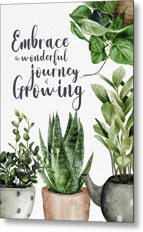 Plant Mom Metal Print featuring the digital art Embrace The Wonderful Journey of Growing by Sambel Pedes