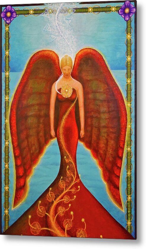 Angel Metal Print featuring the painting Emeliah Angel of Inner Journeys by Kevin Chasing Wolf Hutchins