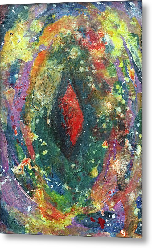 Abstract Metal Print featuring the painting Energy of Red by Maria Meester