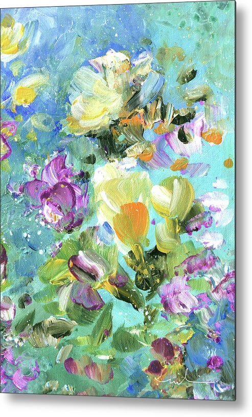 Flower Metal Print featuring the painting Explosion Of Joy 22 Dyptic 02 by Miki De Goodaboom