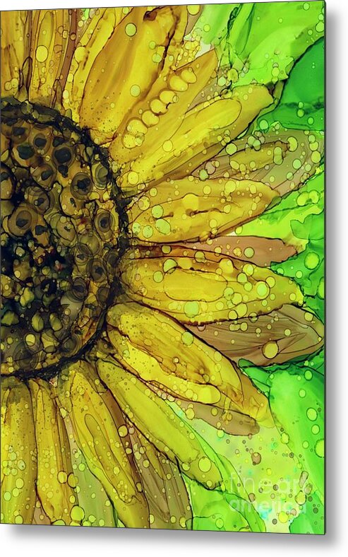 Farmhouse Metal Print featuring the painting Farmhouse Sunflower Painting by Joanne Herrmann