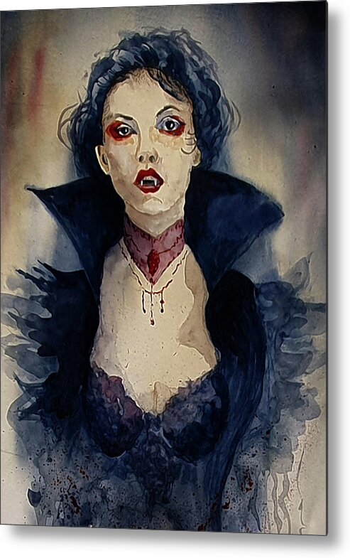 Vampire Metal Print featuring the painting Female Vampire by Steven Ponsford