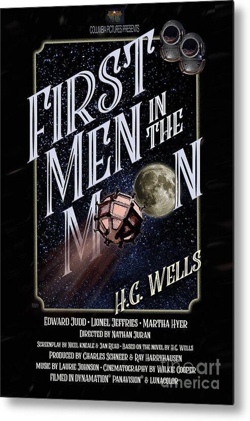 H.g. Wells Metal Print featuring the digital art First Men In The Moon Movie Poster by Brian Watt