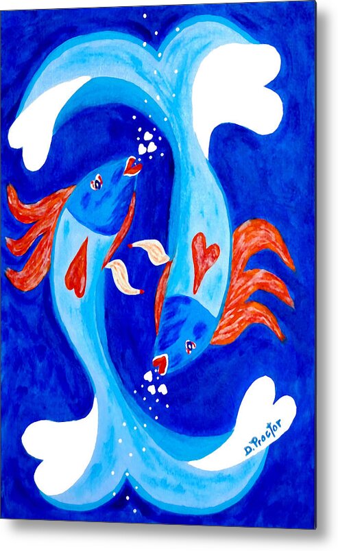 Fish Metal Print featuring the painting Fish Love by Donna Proctor