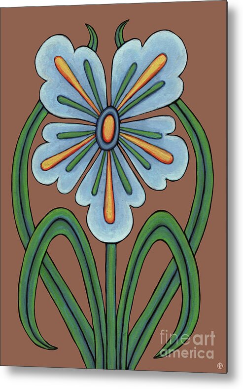 Flower Metal Print featuring the painting Fleur Nouveau Hortense. Vintage Vibes, Brown. by Amy E Fraser